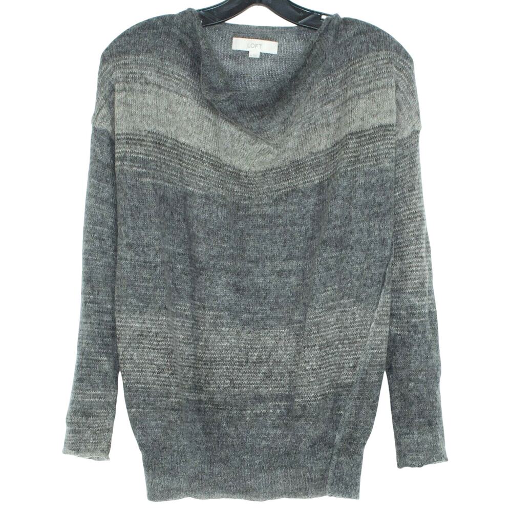 Ann Taylor Loft Mohair Wool Gray Sweater M Quiet Luxury Old Money Dark Academia